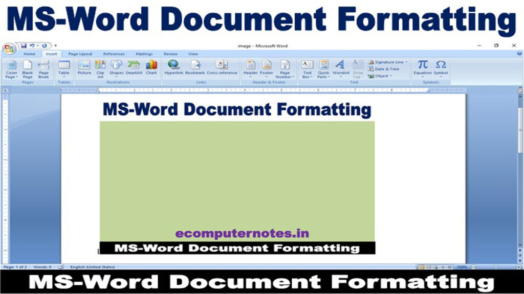 Document formatting is the process of related activities to make the document attractive and clear.