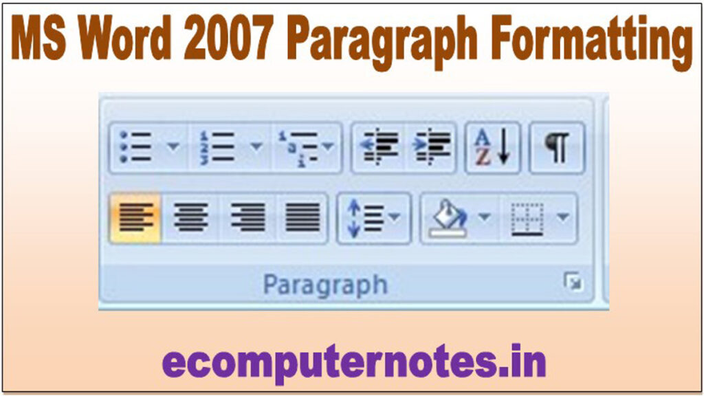 एमएस वर्ड में पैराग्राफ किसी Text ,Graphics या line को कहते हैं जो एक Paragraph Symbol (¶) के साथ समाप्त होता है.