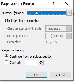 Page Number Format